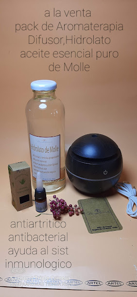 Pack de Aromaterapia – Difusor + Hidrolato + Aceite Esencial Puro de Molle
